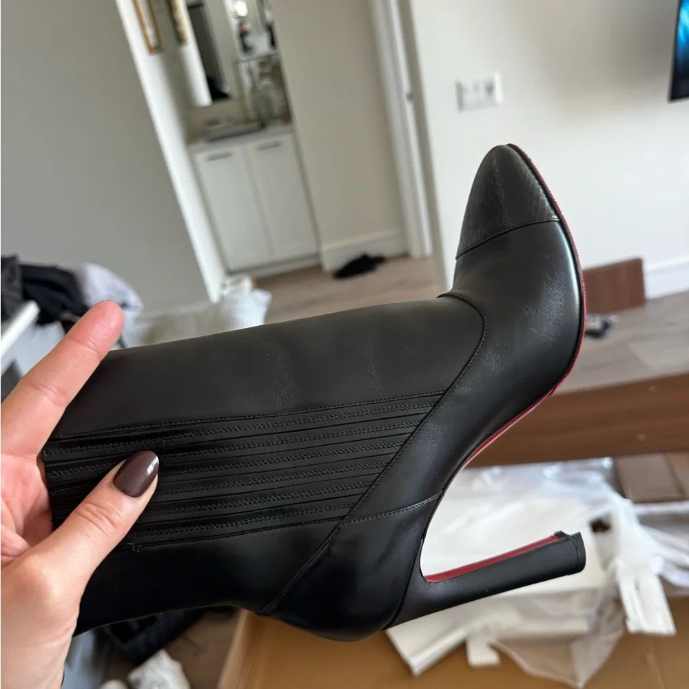 Christian Louboutin Black Heeled Boots with Red Soles - Picture 10 of 13